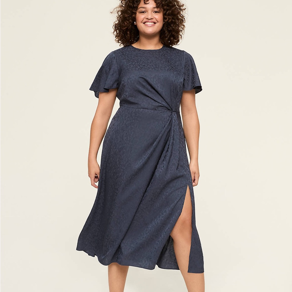 Lane Bryant Jacquard Gathered-Waist Midi Dress